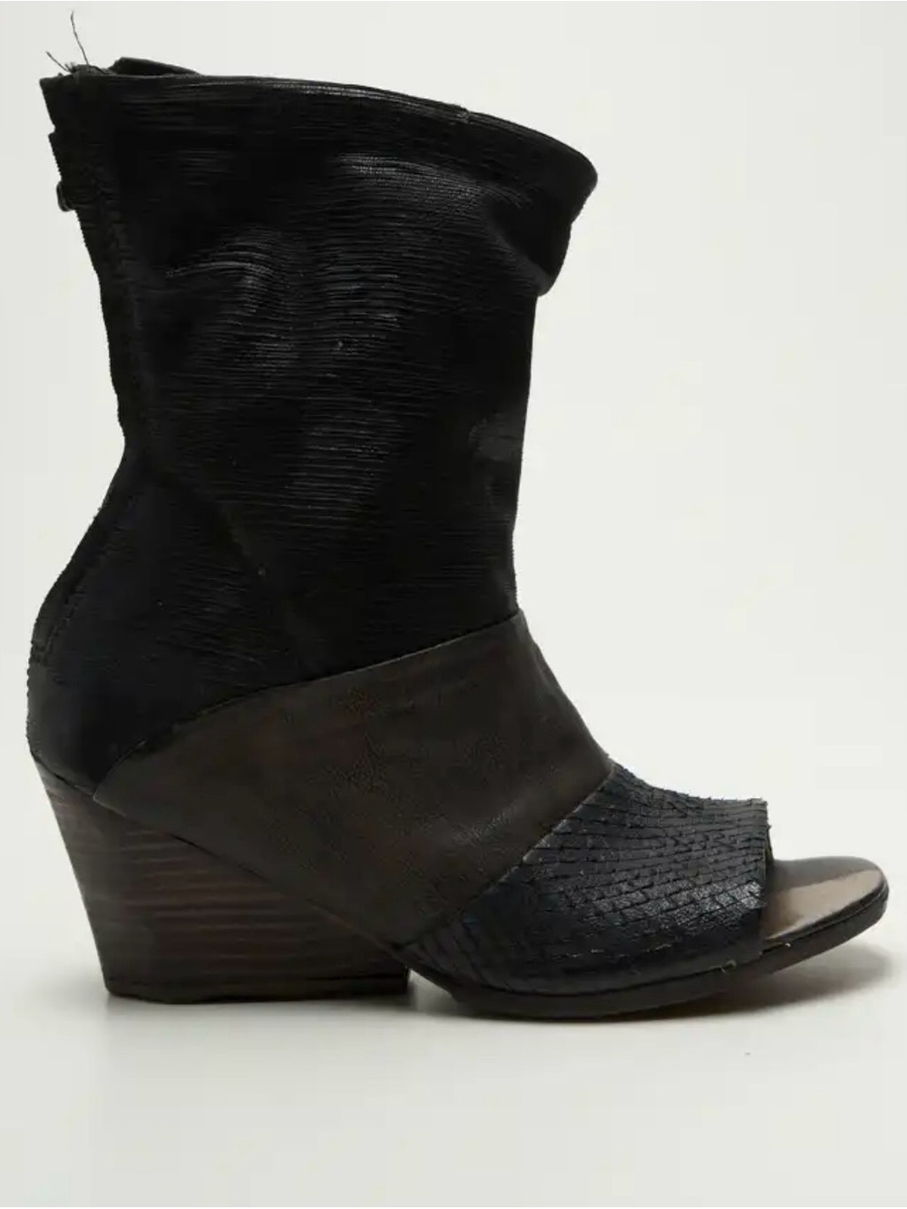 !!! ISO !!! A.S.98 Women's Black Open-Toe Mid-Calf Heeled Boots